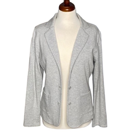 Tahari Light Gray Women's Knit Blazer, L - Picture 2 of 7